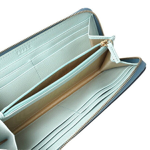 Furla Camellia Long Wallet Round Zipper Blue Multicolor - Picture 5 of 9